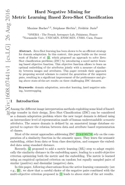 Hard Negative Mining for Metric Learning Based Zero-Shot Classification
