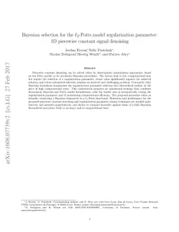Bayesian selection for the l2-Potts model regularization parameter: 1D
  piecewise constant signal denoising