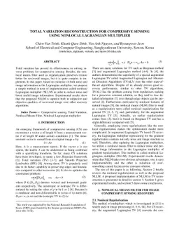 Total variation reconstruction for compressive sensing using nonlocal
  Lagrangian multiplier