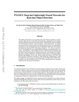 PVANET: Deep but Lightweight Neural Networks for Real-time Object
  Detection