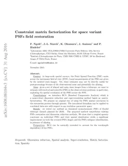 Constraint matrix factorization for space variant PSFs field restoration