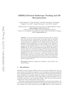 ORBSLAM-based Endoscope Tracking and 3D Reconstruction