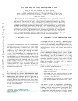 Why does deep and cheap learning work so well?