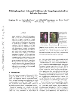 Utilizing Large Scale Vision and Text Datasets for Image Segmentation
  from Referring Expressions