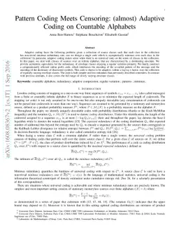 Pattern Coding Meets Censoring: (almost) Adaptive Coding on Countable
  Alphabets