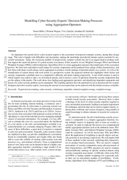 Modelling Cyber-Security Experts' Decision Making Processes using
  Aggregation Operators