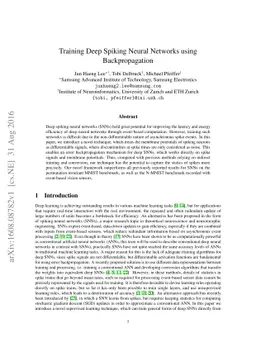 Training Deep Spiking Neural Networks using Backpropagation