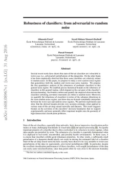Robustness of classifiers: from adversarial to random noise