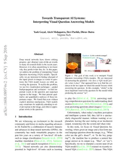 Towards Transparent AI Systems: Interpreting Visual Question Answering
  Models