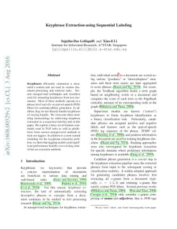 Keyphrase Extraction using Sequential Labeling