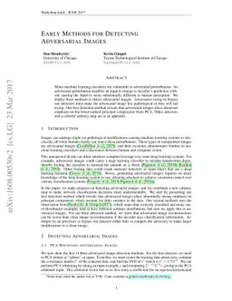 Early Methods for Detecting Adversarial Images