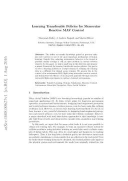Learning Transferable Policies for Monocular Reactive MAV Control