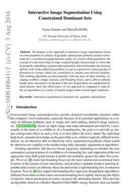 Interactive Image Segmentation Using Constrained Dominant Sets