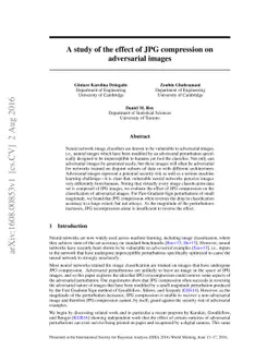 A study of the effect of JPG compression on adversarial images