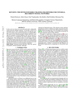 RETURNN: The RWTH Extensible Training framework for Universal Recurrent
  Neural Networks