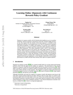 Learning Online Alignments with Continuous Rewards Policy Gradient