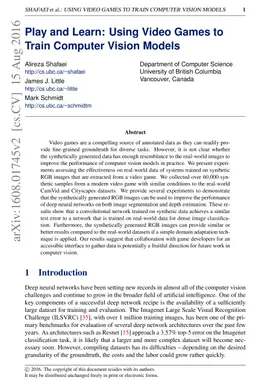 Play and Learn: Using Video Games to Train Computer Vision Models