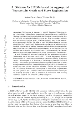 A Distance for HMMs based on Aggregated Wasserstein Metric and State
  Registration
