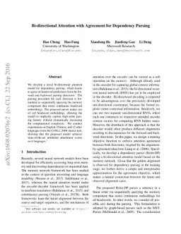 Bi-directional Attention with Agreement for Dependency Parsing