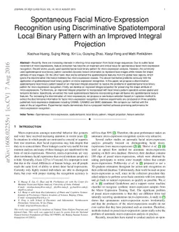 Spontaneous Facial Micro-Expression Recognition using Discriminative
  Spatiotemporal Local Binary Pattern with an Improved Integral Projection