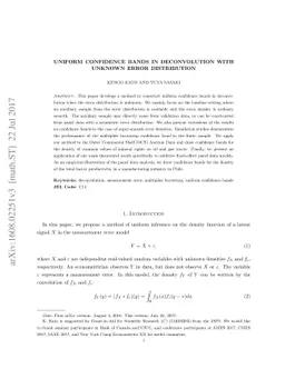 Uniform confidence bands in deconvolution with unknown error
  distribution