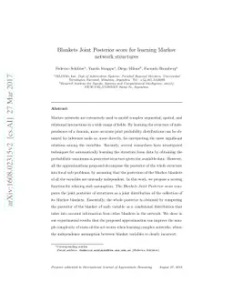 Blankets Joint Posterior score for learning Markov network structures