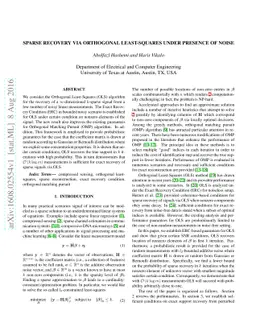 Sparse recovery via Orthogonal Least-Squares under presence of Noise