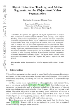 Object Detection, Tracking, and Motion Segmentation for Object-level
  Video Segmentation