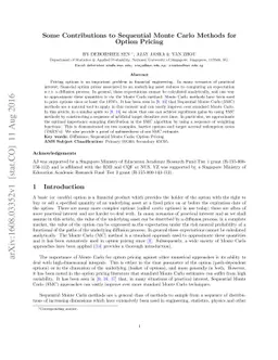 Some Contributions to Sequential Monte Carlo Methods for Option Pricing