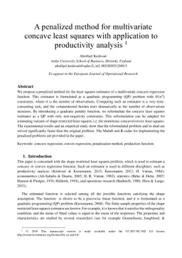 A penalized method for multivariate concave least squares with
  application to productivity analysis