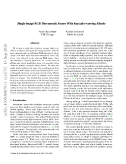 Single-image RGB Photometric Stereo With Spatially-varying Albedo