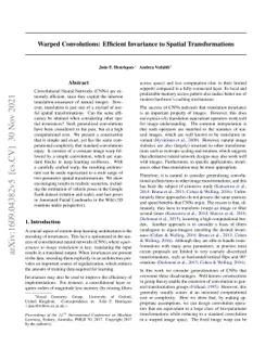 Warped Convolutions: Efficient Invariance to Spatial Transformations
