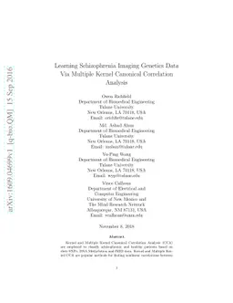 Learning Schizophrenia Imaging Genetics Data Via Multiple Kernel
  Canonical Correlation Analysis