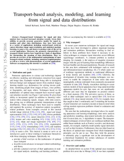 Transport-based analysis, modeling, and learning from signal and data
  distributions