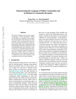 Characterizing the Language of Online Communities and its Relation to
  Community Reception