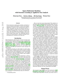 Sparse Boltzmann Machines with Structure Learning as Applied to Text
  Analysis