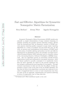 Fast and Effective Algorithms for Symmetric Nonnegative Matrix
  Factorization