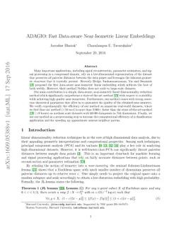 ADAGIO: Fast Data-aware Near-Isometric Linear Embeddings