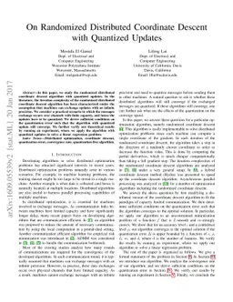 On Randomized Distributed Coordinate Descent with Quantized Updates