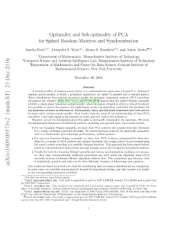 Optimality and Sub-optimality of PCA for Spiked Random Matrices and
  Synchronization