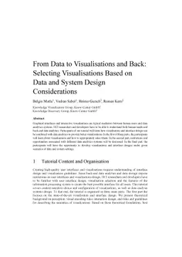From Data to Visualisations and Back: Selecting Visualisations Based on
  Data and System Design Considerations