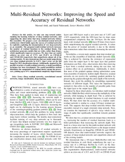 Multi-Residual Networks: Improving the Speed and Accuracy of Residual
  Networks