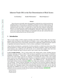 Inherent Trade-Offs in the Fair Determination of Risk Scores