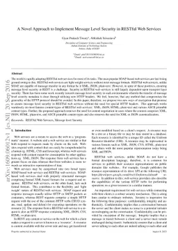 A Novel Approach to Implement Message Level Security in RESTful Web
  Services