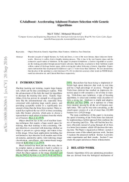 GAdaBoost: Accelerating Adaboost Feature Selection with Genetic
  Algorithms