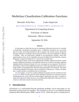 Multiclass Classification Calibration Functions