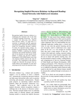 Recognizing Implicit Discourse Relations via Repeated Reading: Neural
  Networks with Multi-Level Attention