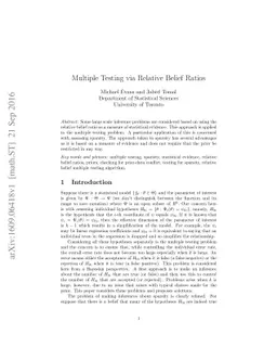 Multiple testing via relative belief ratios