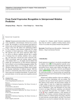 From Facial Expression Recognition to Interpersonal Relation Prediction