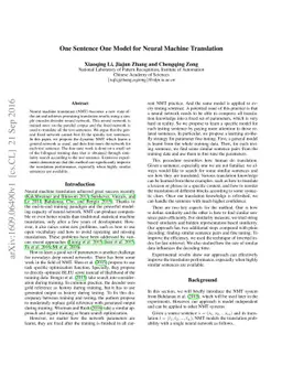 One Sentence One Model for Neural Machine Translation